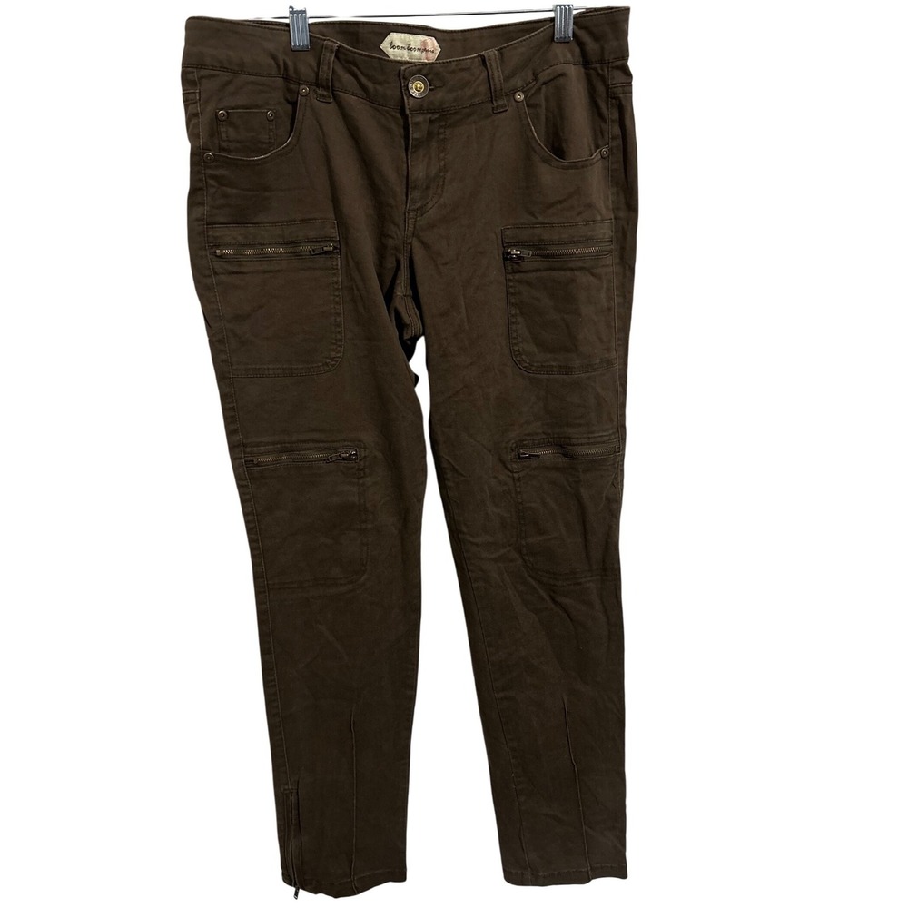 Boom Boom Brown Colored Jeans Zippered Thigh Pockets and‎ Ankles Juniors Size 15